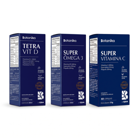 Kit Imunidade — TetraVit D + Super Ômega 3 + Super Vitamina C