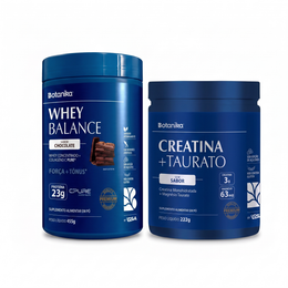 Kit Whey Balance + Creatina + Taurato — composição dos dois produtos