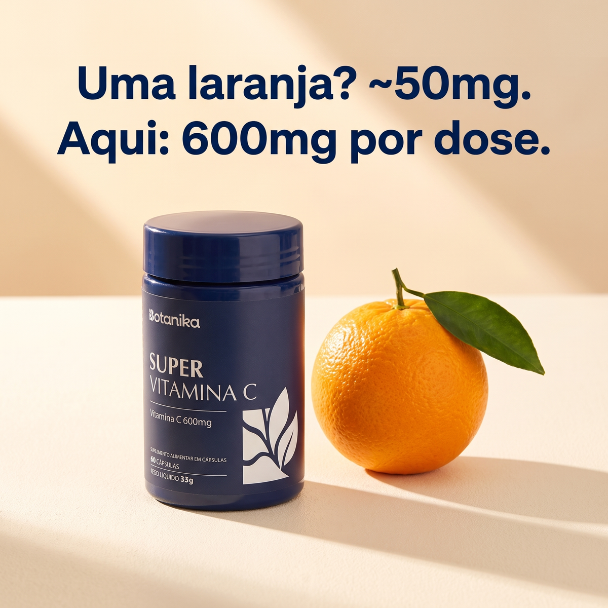 Super Vitamina C — uma laranja tem 50mg