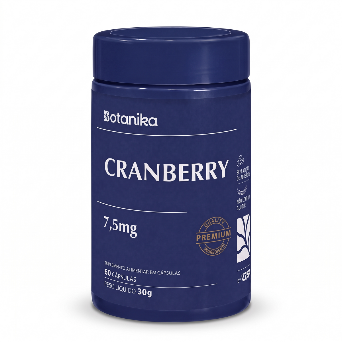 Cranberry Botanika — frasco 60 cápsulas, 7,5 mg de proantocianidinas