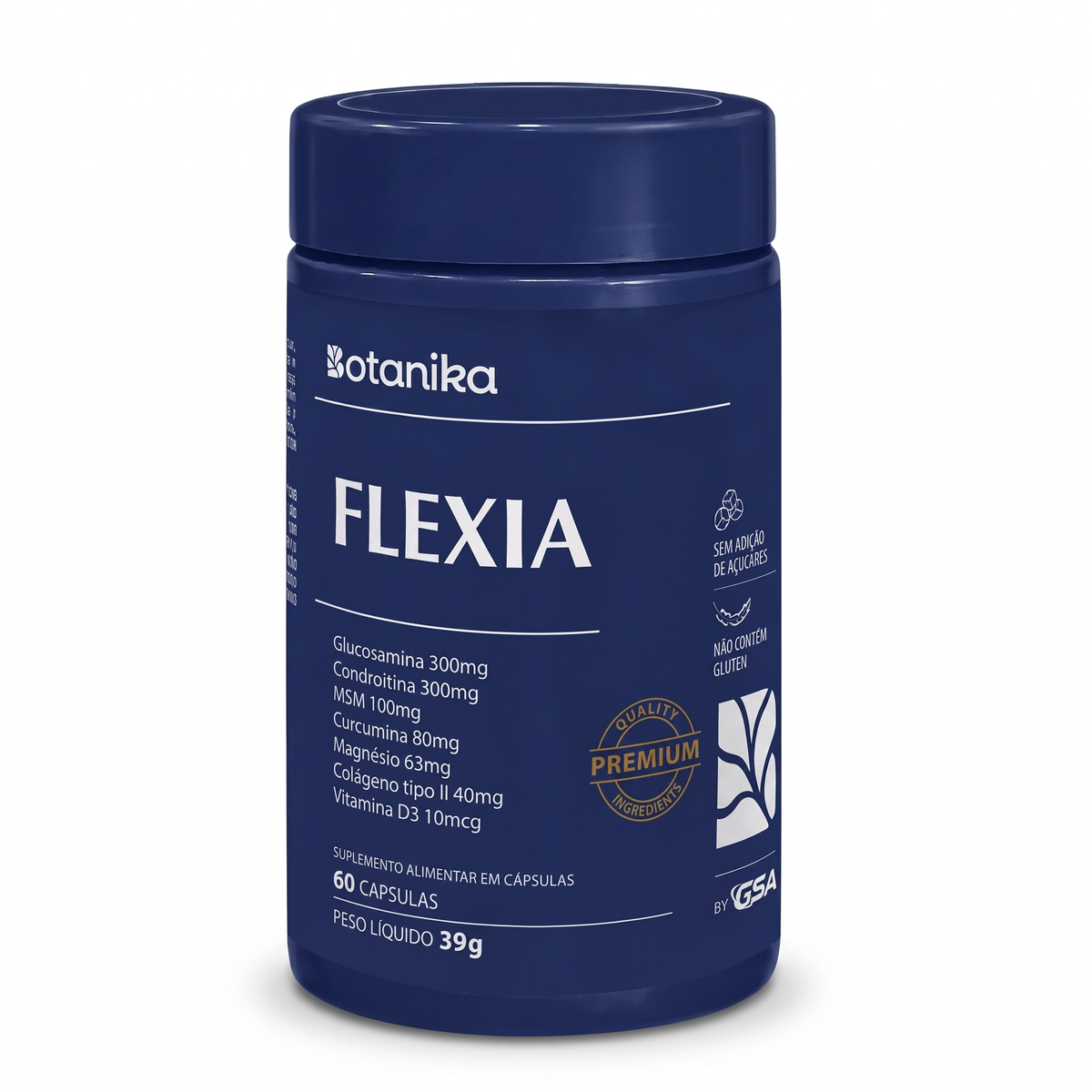 Flexia Botanika — frasco 60 cápsulas, 7 ativos para articulações