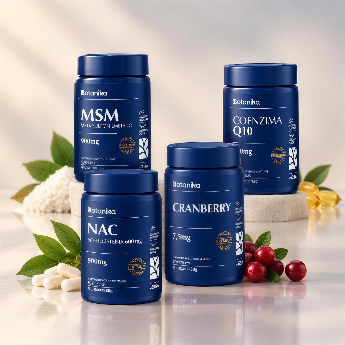 Kit Completo Botanika — NAC, MSM, Coenzima Q10 e Cranberry