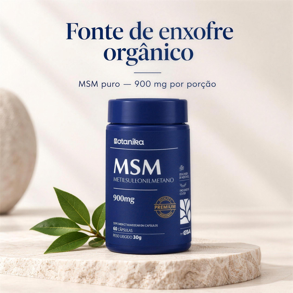 MSM — fonte de enxofre orgânico, 900 mg
