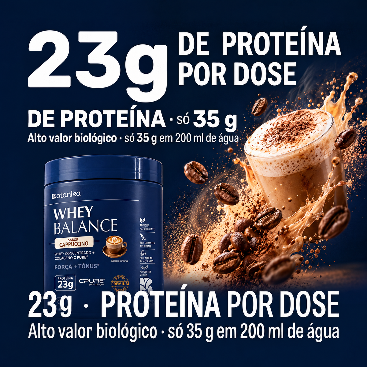 Whey Balance Cappuccino — 23 g de proteína por porção