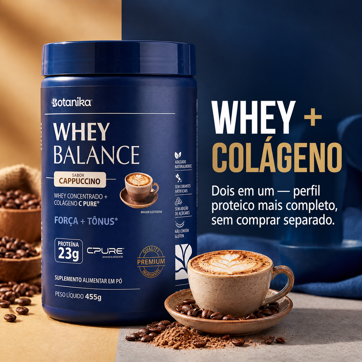 Whey Balance Cappuccino — whey mais colágeno C-PURE