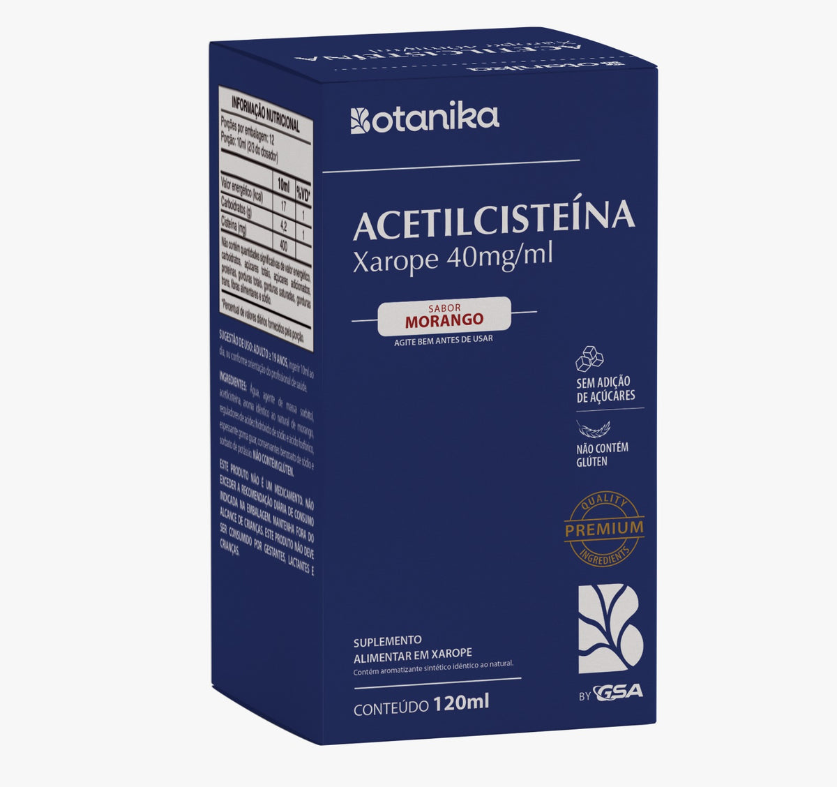 Acetilcisteína Xarope Botanika — 40 mg/ml, sabor morango, 120 ml